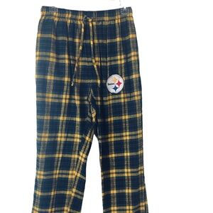 NFL Team Apparel Pittsburg Steelers Plaid Pajamas Pants Black Yellow Green  Sz S